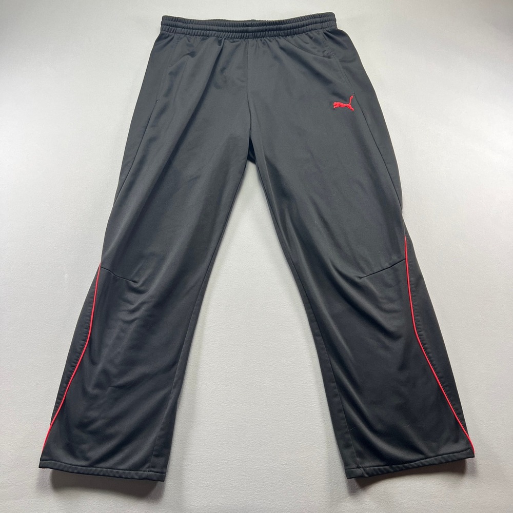 Puma Track Pants Mens 30 Black Straight Leg Running Gym Training Athleisure